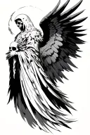 azrael benevolent angel of death facing forward tattoo design idea