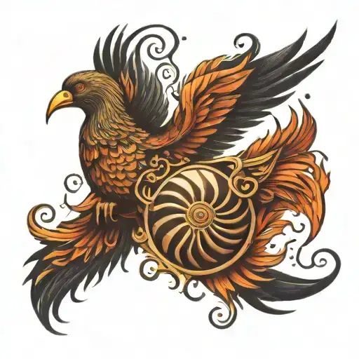 Nautilus and phoenix tattoo tattoo design idea