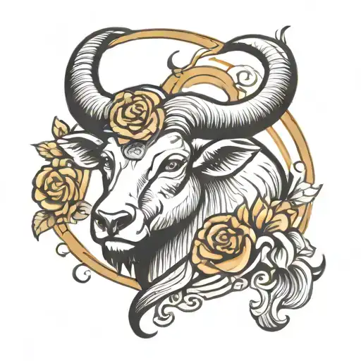 combination of Aries, Taurus zodiac symbol tattoo design idea