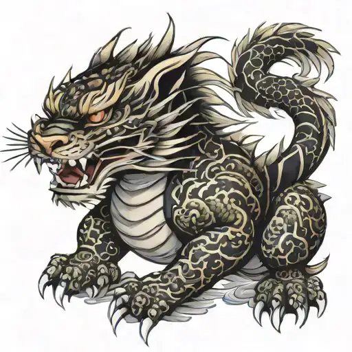 dragon with baby tiger face tattoo tattoo design idea