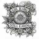 the phrase "still learning" surrounded by suminagashi tattoo design idea