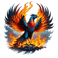 pheonix rising from the ashes covered in fire tattoo design idea