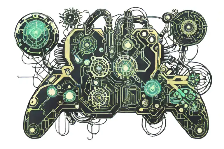 lung and joystick intertwined tattoo design idea