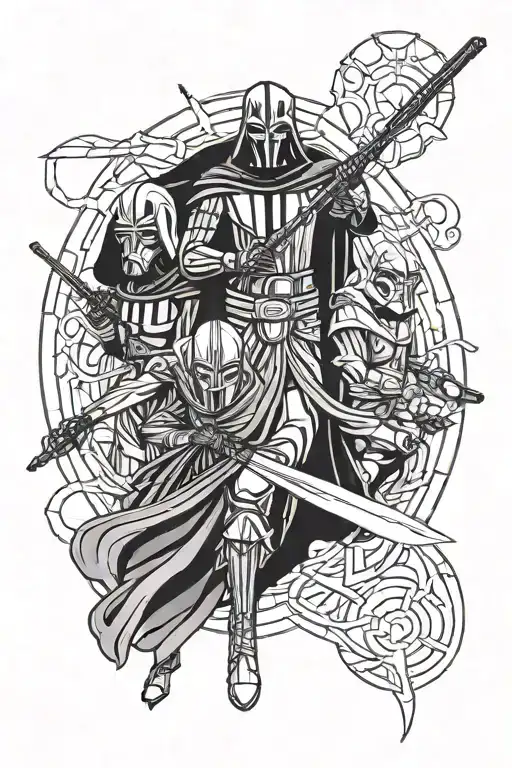 Star wars sith leg sleeve, Vader, Palpatine, Darth Maul, count Dooku and Grievous in the same sleeve.  tattoo design idea