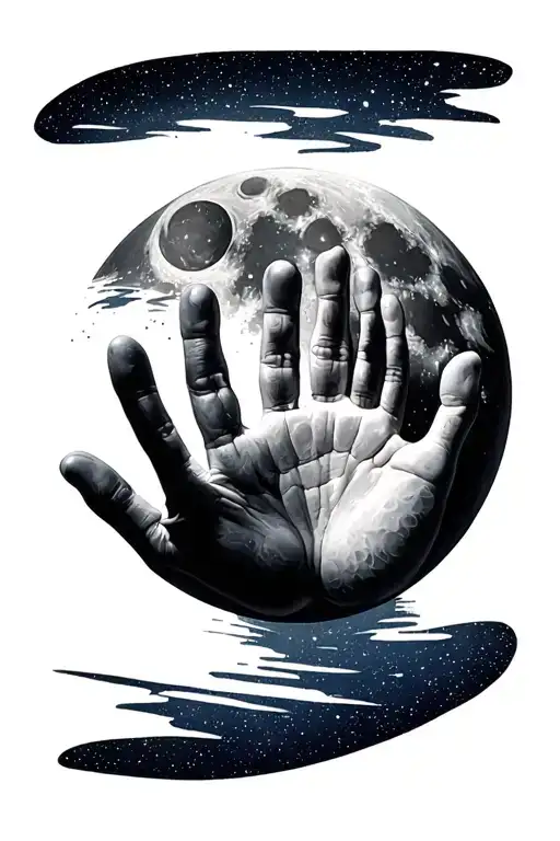 baby foot and hand print on the moon tattoo design idea