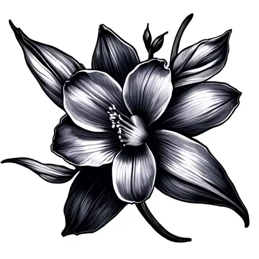 violet, dafodil, cosmo flowers tattoo design idea