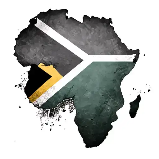 african continent with south african flag inside tattoo design idea