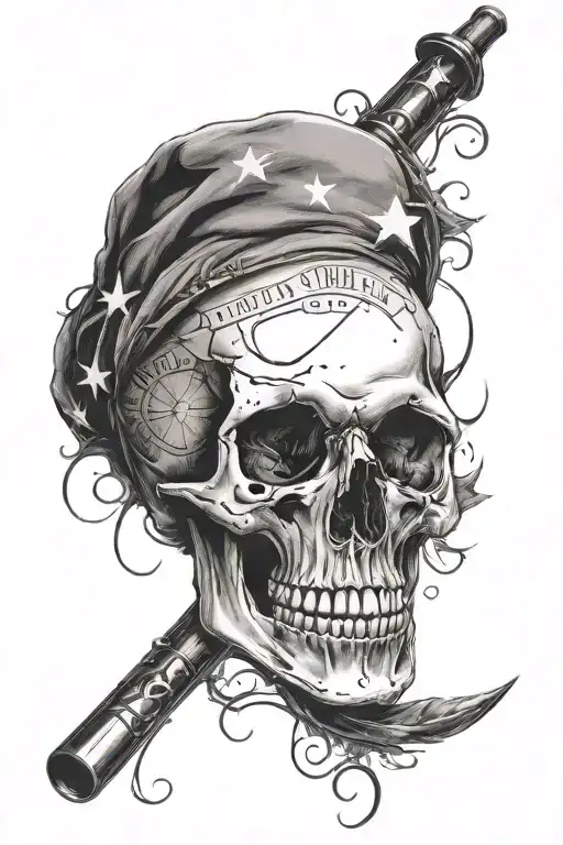 skull with bullet hole surrounded by the Declaration of Independence  tattoo design idea