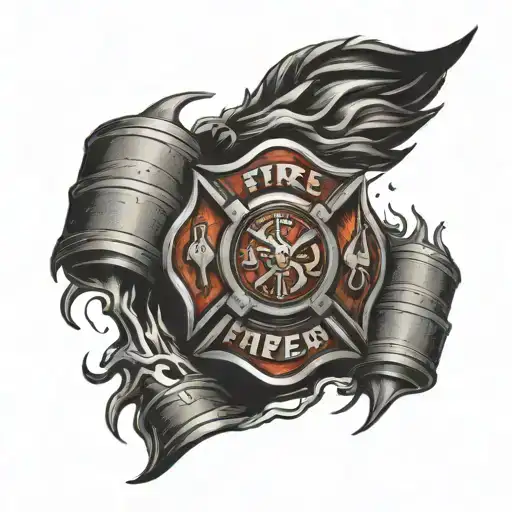 Firefighter, badge number 9, fire, badass, arm tattoo tattoo design idea