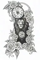 forearm tattoo image of rose clock lion and date 2007  tattoo design idea