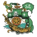 pirate country with basque country flag  tattoo design idea