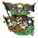 pirate country with basque country flag  tattoo design idea