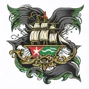 pirate country with basque country flag  tattoo design idea