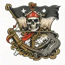 pirate country with basque country flag  tattoo design idea