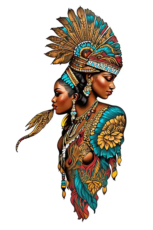 African king and queen tattoo design idea