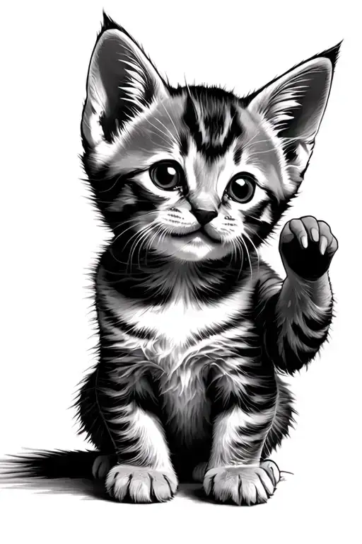 a kitten playing with the sun tattoo design idea