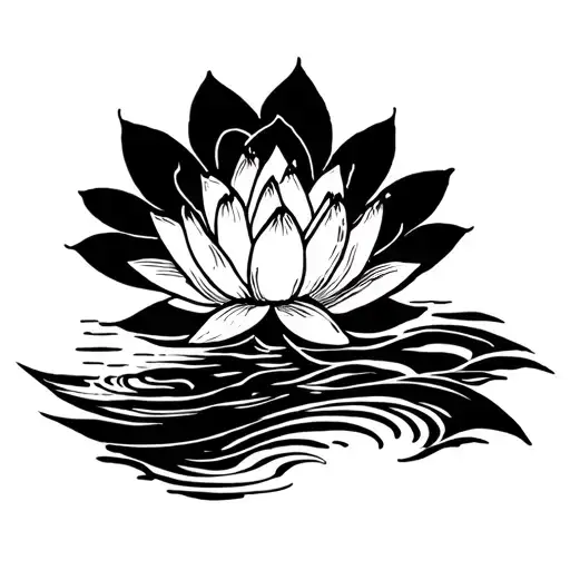"Serenity courage wisdom" lotus and water waves tattoo design idea