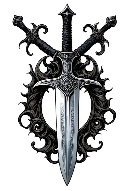 Sword on back tattoo design idea