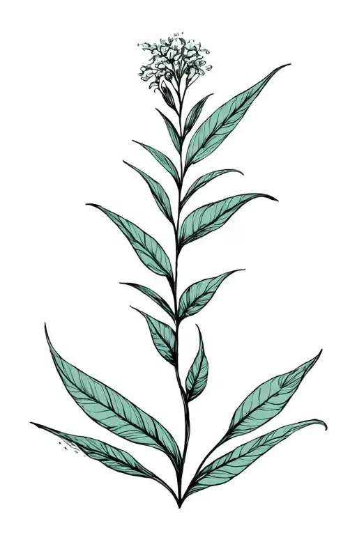 Plant and line tattoo design idea