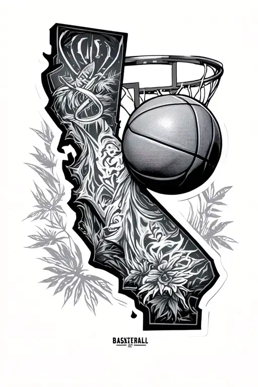 california and basketball is inspiration and include struggle and hardship in any way tattoo design idea