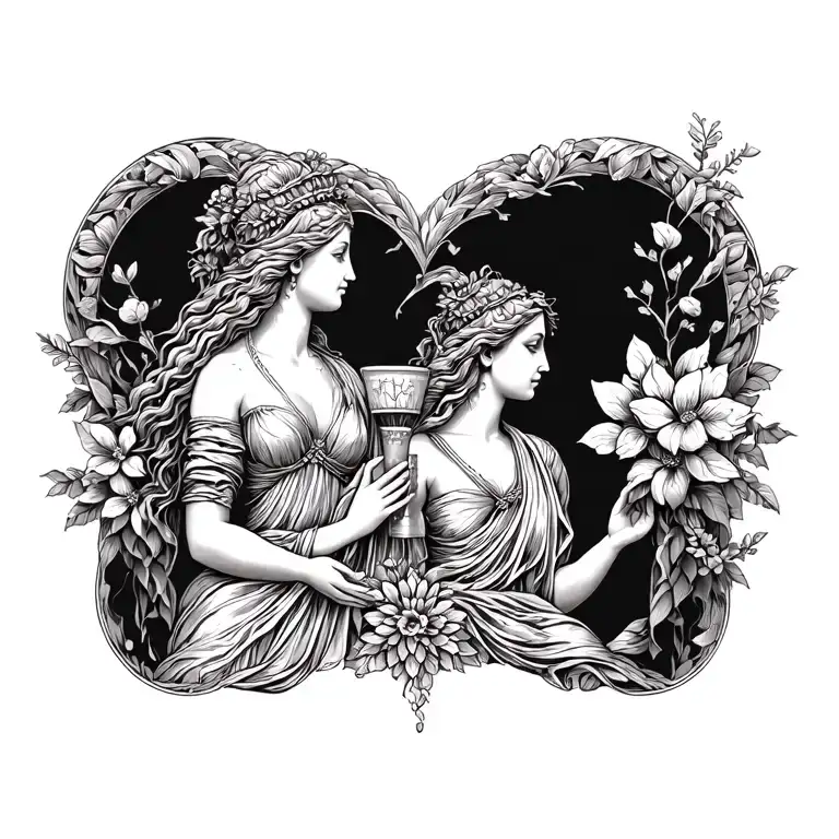 representation of the goddess Demeter, symbolizing the client's love for their mother tattoo design idea