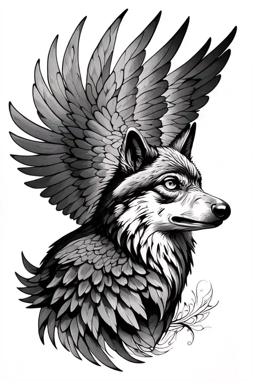 vegvisir wolf butterfly hawk angel wings tattoo design idea