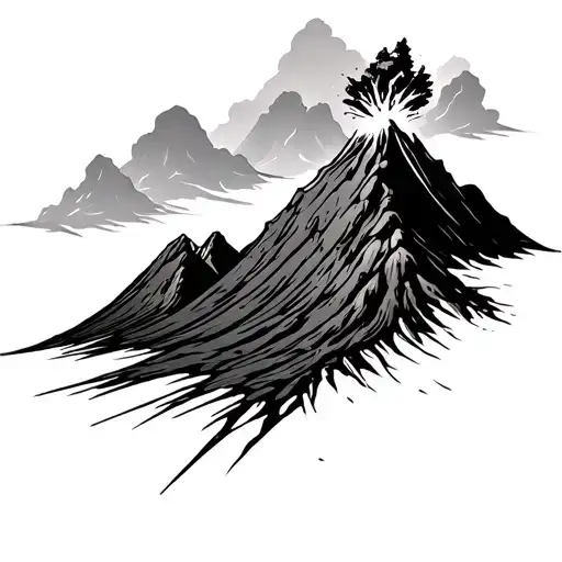 volcanoes silhouette tattoo design idea