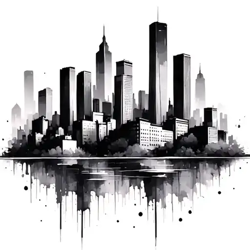 abstract Pittsburgh skyline tattoo design idea