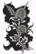 thistle, unicorn, heather flower tattoo design idea
