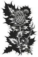 thistle, unicorn, heather flower tattoo design idea
