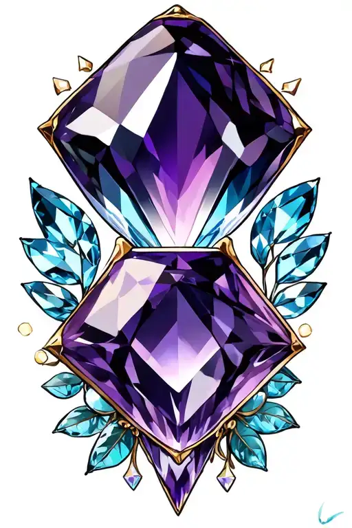 Birthstone amethyst aquamarine Diamond topaz tattoo design idea