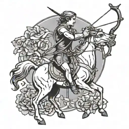 Sagittarius centaur-archer shooting  tattoo design idea