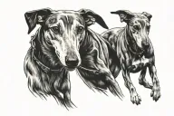 just two specular greyhound's running tattoo dark cider punk style tattoo tattoo design idea