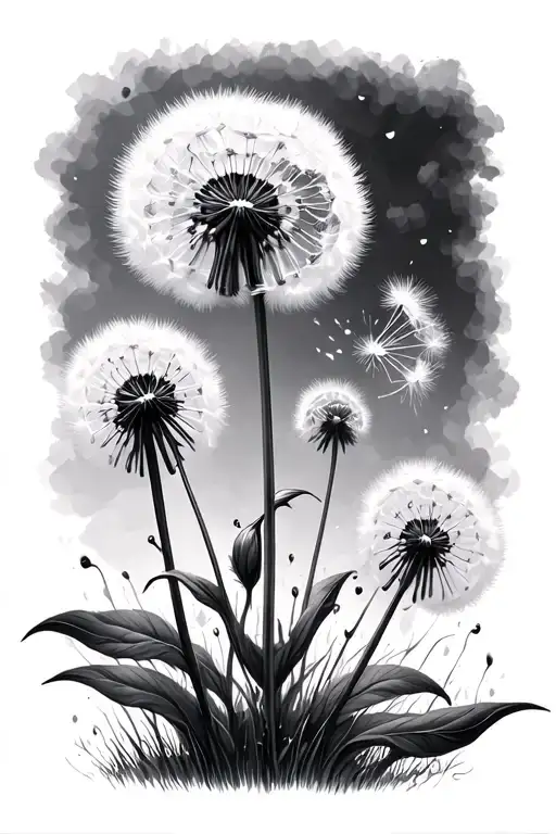 dandelion blowing tattoo design idea