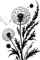 dandelion blowing tattoo design idea