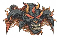 sailor jerry style devil. tattoo design idea