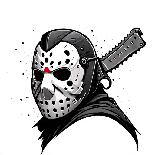 machete chopped jason mask tattoo design idea