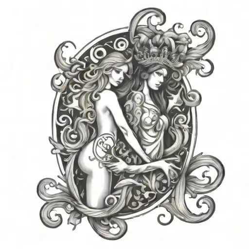 Virgo And Aquarius tattoo design idea