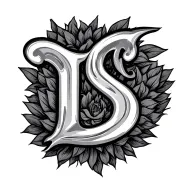 "DS" initials with fish hook tattoo design idea