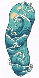 Filler waves flowing tattoo design idea