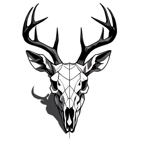 whitetail deer skull geometric tattoo design idea