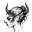 Female Devil In Ear tattoo design idea
