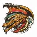 barracuda wearing a firemen's helmet tattoo design idea