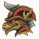 barracuda wearing a firemen's helmet tattoo design idea