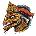 barracuda wearing a firemen's helmet tattoo design idea