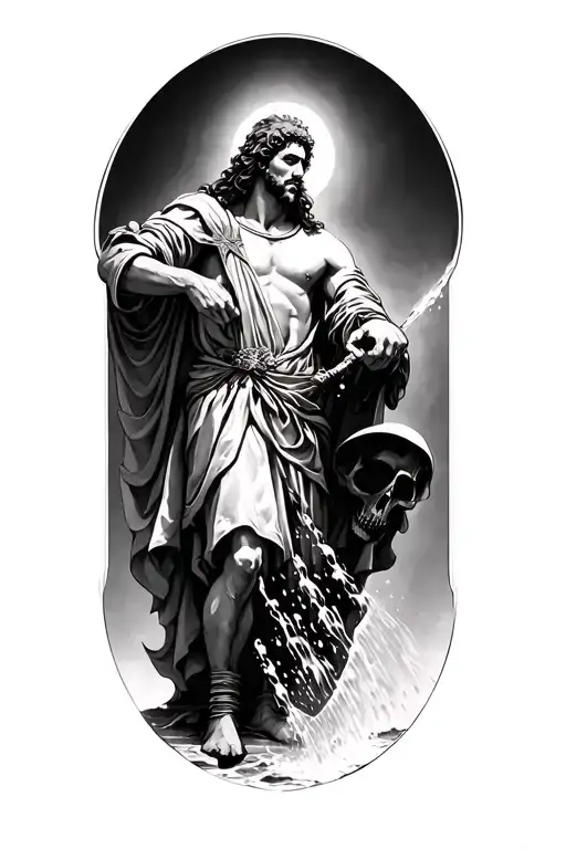 st florian pouring water onto reaper tattoo design idea