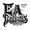"E A Roberts 1940 - 2001" Bicep tattoo design idea