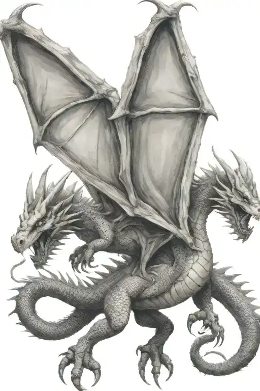 a twoheaded dragon with two wings tattoo design idea