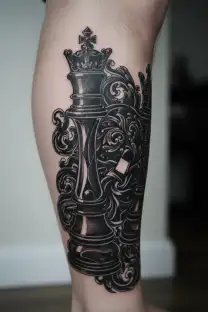 king and queen chess pieces tattoo design idea