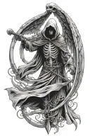 grim reaper full body wings scythe tattoo design idea